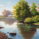 American style Hand painted oil painting on canvas"Creek"70x180CM(27.6"x70.9")Unframed-589