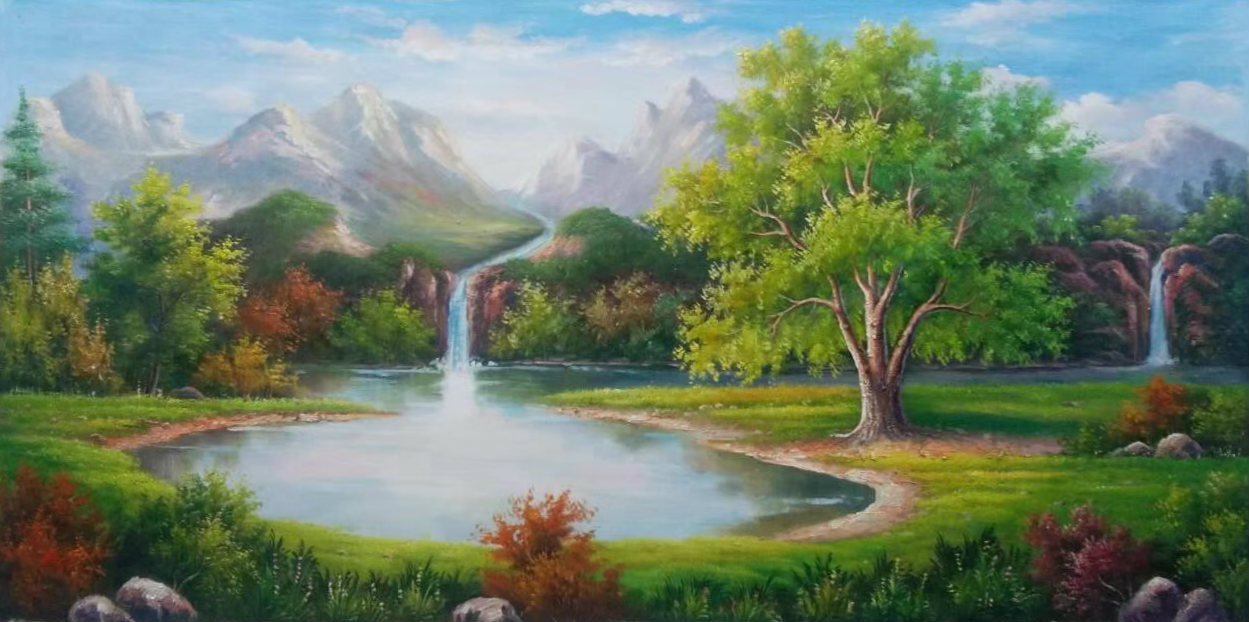 Hand painted oil painting on canvas"Creek"60x120CM(23.6"x47.2")Unframed-594