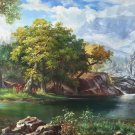 Hand painted oil painting on canvas"Creek"80x200CM(33"x79")Unframed-604