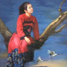 Chinese style Hand painted oil painting on canvas"Chinese beauty"90x120CM(36"x48")Unframed-54