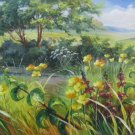 Hand painted oil painting on canvas"tiny Pink blossoms"60x120CM(23.6"x47.2")Unframed-21