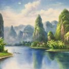 Hand painted oil painting on canvas"Creek"60x120CM(23.6"x47.2")Unframed-630