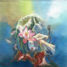 Hand painted oil painting on canvas"lotus"80x80CM(33"x33")Unframed-85