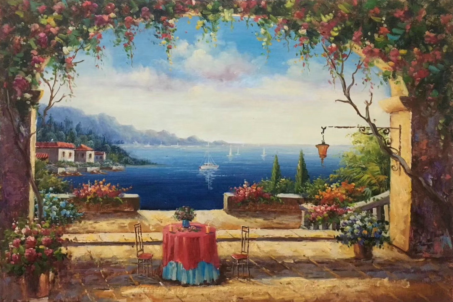 Mediterranean Hand painted oil painting on canvas