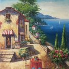 Mediterranean Hand painted oil painting on canvas"Sea view Villa"60x90CM(23.6"x35.4")Unframed-109