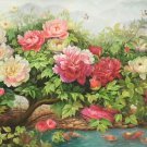 Hand painted oil painting on canvas"Peony"80x220CM(33"x87")Unframed-46