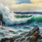 Simple modern Hand painted oil painting on canvas"Waves"80x160CM(33"x63")Unframed-24