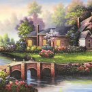Hand painted oil painting on canvas"Creek"60x120CM(23.6"x47.2")Unframed-660