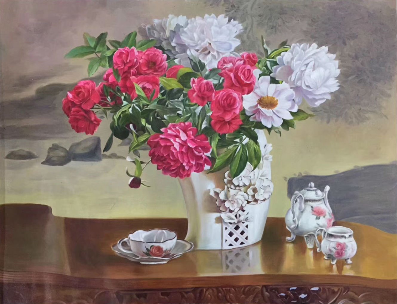 Simple modern Hand painted oil painting on canvas"Flowers"75x100CM(29.5â��x39.4â��)Unframed-63