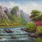 American style Hand painted oil painting on canvas"Creek"70x180CM(27.6"x70.9")Unframed-678