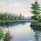 American style Hand painted oil painting on canvas"Creek"70x180CM(27.6"x70.9")Unframed-679