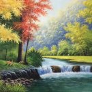 American style Hand painted oil painting on canvas"Creek"70x180CM(27.6"x70.9")Unframed-681