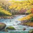 American style Hand painted oil painting on canvas"Creek"70x180CM(27.6"x70.9")Unframed-684