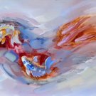 Chinese style Hand painted oil painting on canvas"abstract carp"60x120CM(23.6"x47.2")Unframed-23