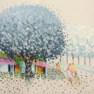Hand painted oil painting on canvas"Abstract country life"60x60CM(24"x24")Unframed-144