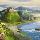 American style Hand painted oil painting on canvas"Creek"70x180CM(27.6"x70.9")Unframed-737