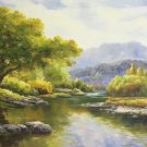 American style Hand painted oil painting on canvas"Creek"70x180CM(27.6"x70.9")Unframed-739