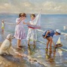 Hand painted oil painting on canvas"Children playing at the seaside"60x90CM(23.6"x35.4")Unframed-63 Hand painted oil painting on canvas"Children playing at the seaside"60x90CM(23.6"x35.4")Unframed-63