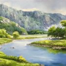 American style Hand painted oil painting on canvas"Creek"70x180CM(27.6"x70.9")Unframed-758