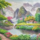 Hand painted oil painting on canvas"Creek"60x120CM(23.6"x47.2")Unframed-766