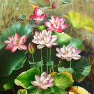 Hand painted oil painting on canvas"Abstract lotus"80x160CM(33"x63")Unframed-91