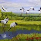 Chinese style Hand painted oil painting on canvas"Red-crowned crane"80x200CM(33"x80")Unframed-12
