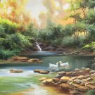 Hand painted oil painting on canvas"Creek"60x120CM(23.6"x47.2")Unframed-790