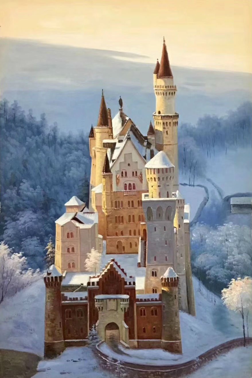 Hand painted oil painting on canvas"castle"60x90CM(23.6"x35.4")Unframed791