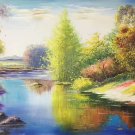 Hand painted oil painting on canvas"creek"60x90CM(23.6"x35.4")Unframed-812