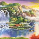 Hand painted oil painting on canvas"Mountain and water"90x220CM(36"x87")Unframed-820