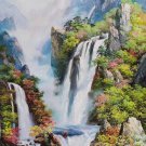 Hand painted oil painting on canvas"Mountain and water"80x130CM(33"x52")Unframed-821