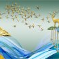 Modern abstract gold leaf leaves golden elk abstract decorative painting-08
