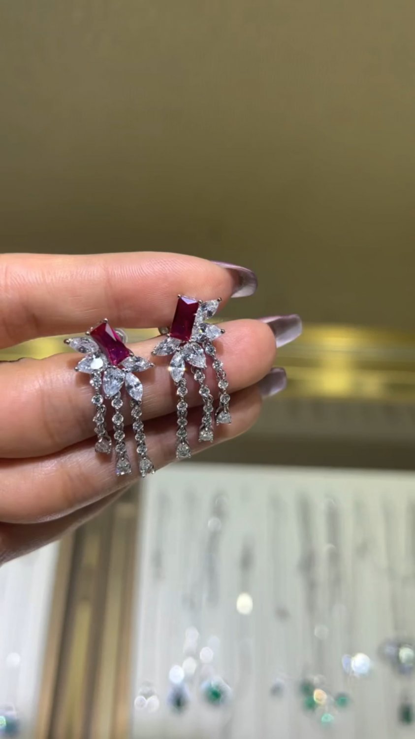 ZH88S Cultivate ruby earrings