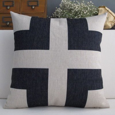 Fashion white inner black outer cross cushion cover