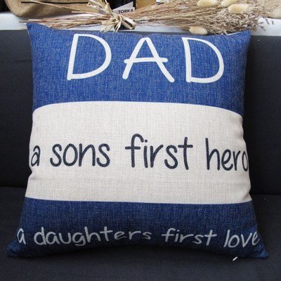 Blue and white grid printed cushion cover