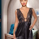 Women Lace Satin Short Nightwear Sleepwear Gown Sexy Dress V Neck Lingerie