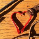 Painted Horseshoe Nail Offset Heart  Necklace Western Horse Handmade Red, Pink