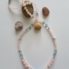 Rose Quartz And Amazonite Necklace. Genuine Rose Quartz, Amazonite and Clear Quartz Stones.