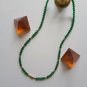 Classic Dark Green Jade and Brass Necklace. Inspired by Ancient Sumeria.