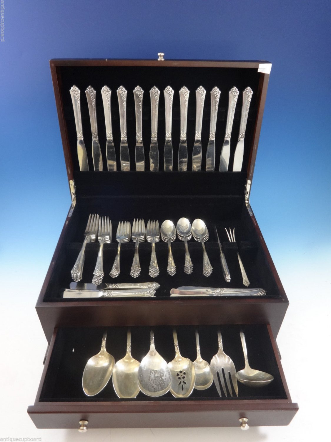 Damask Rose by Oneida Sterling Silver Flatware Set For 12 Service 69 Pcs