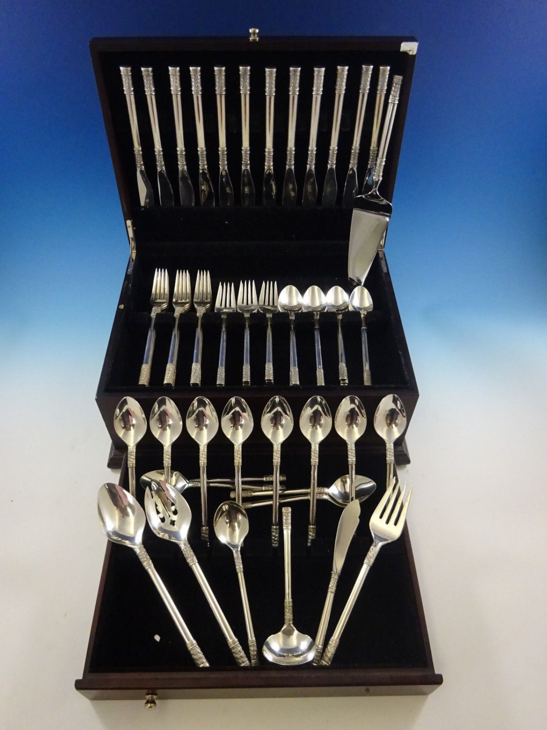 Aegean Weave Plain by Wallace Sterling Silver Flatware Set For 12