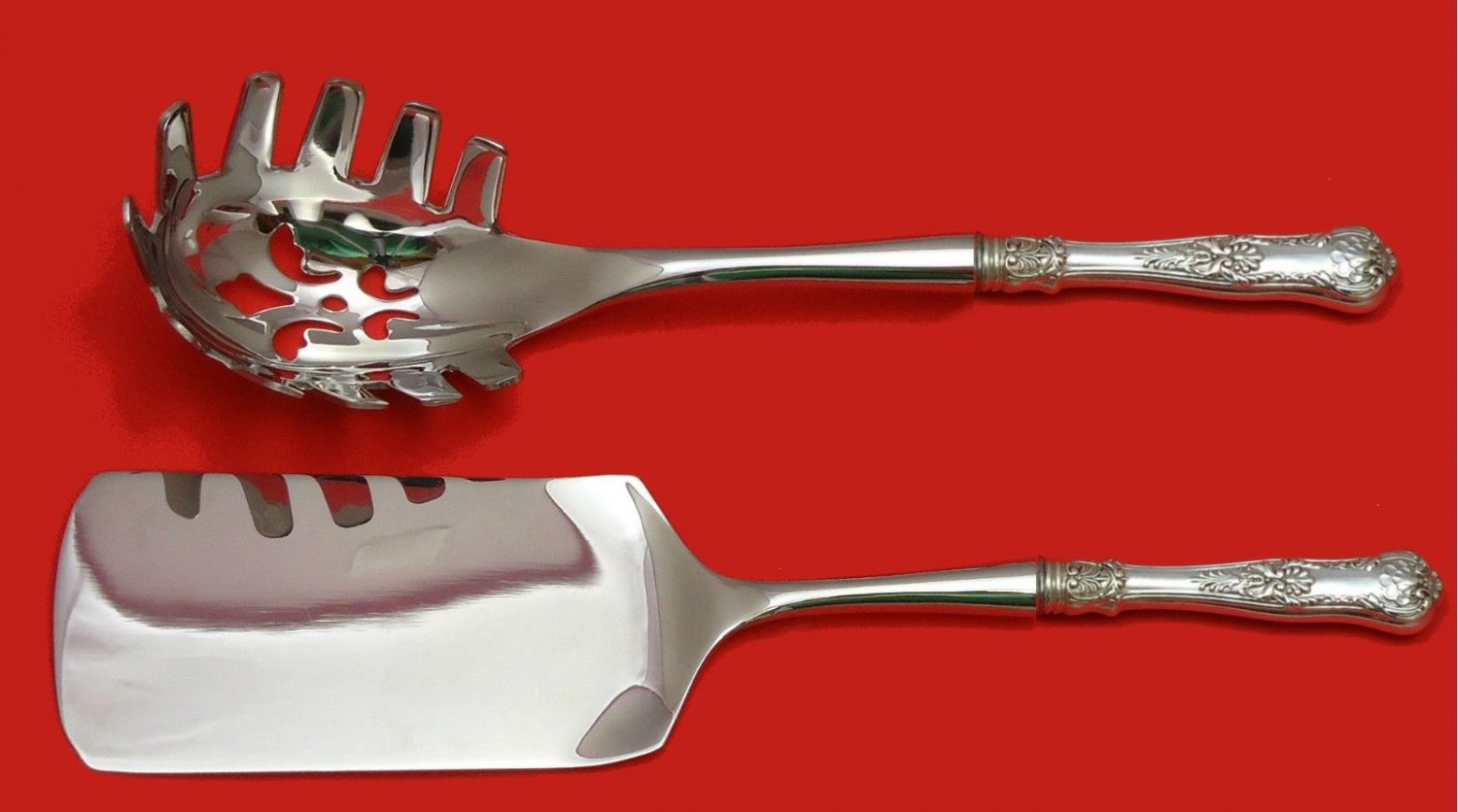 New Queens by Gorham Sterling Silver Italian Pasta Server Set 2pc HHWS Custom
