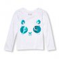 NWT The Children's Place Girl White Panda Face Long Sleeve Shirt 2T