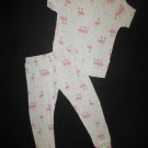 Carter's Girls White Flamingo Short Sleeve Cotton Pajamas Set 5T