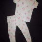 Carter's Girls White Flamingo Short Sleeve Cotton Pajamas Set 5T