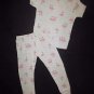 Carter's Girls White Flamingo Short Sleeve Cotton Pajamas Set 5T