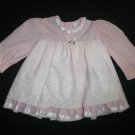 Vintage Baby Girls Pink White Long Sleeve Dress 3-6 Months
