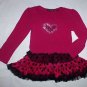 Temped Girls Pink Sequin Heart Long Sleeve Black Tutu Dress Size 5