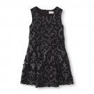 NWT The Children's Place Girls Black Faux-Leather Embroidered Lace Dress Size 4