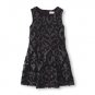 NWT The Children's Place Girls Black Faux-Leather Embroidered Lace Dress Size 4